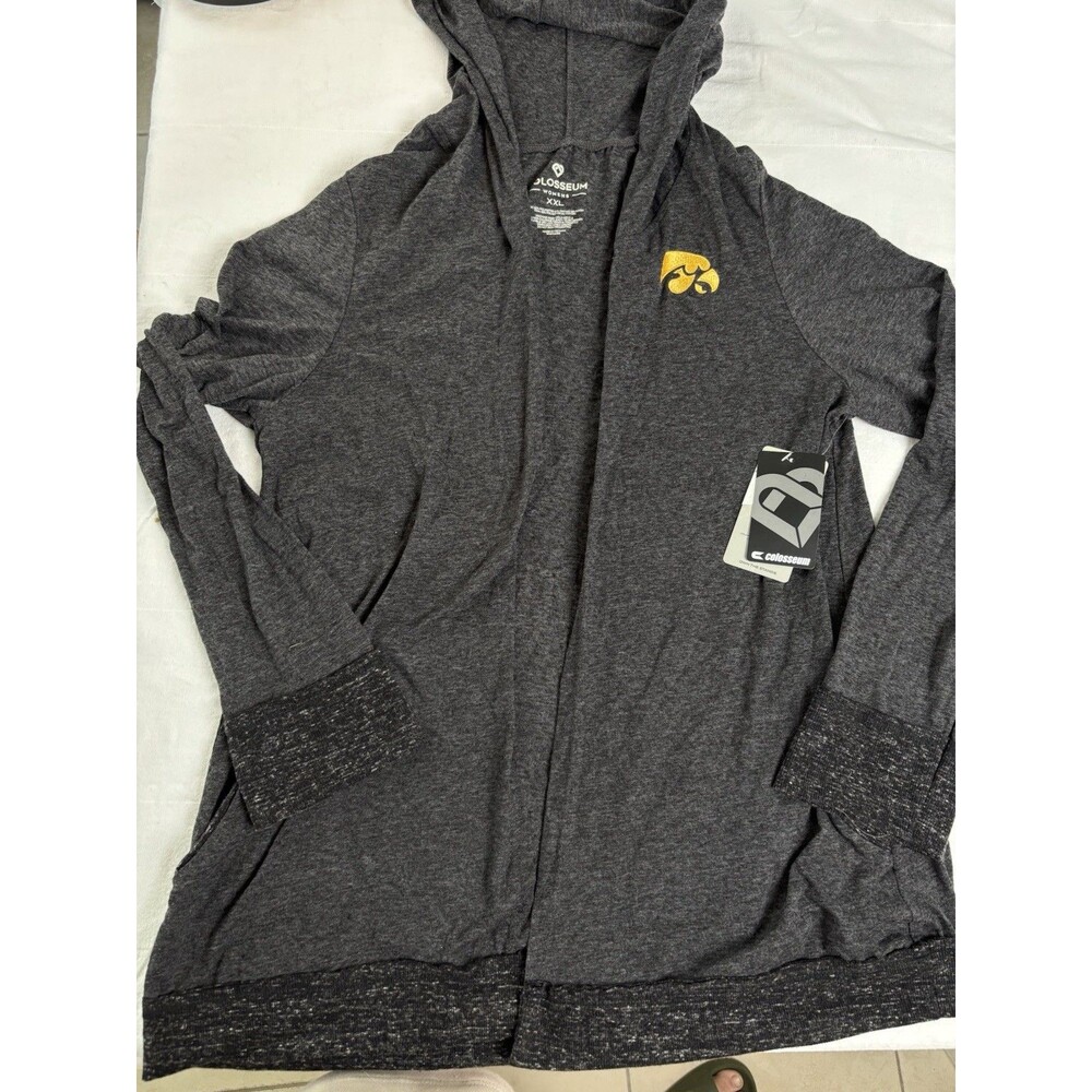 Hawkeyes NEW Colosseum Charcoal Gray Ohio Open Front Cardigan Women’s  XXL New